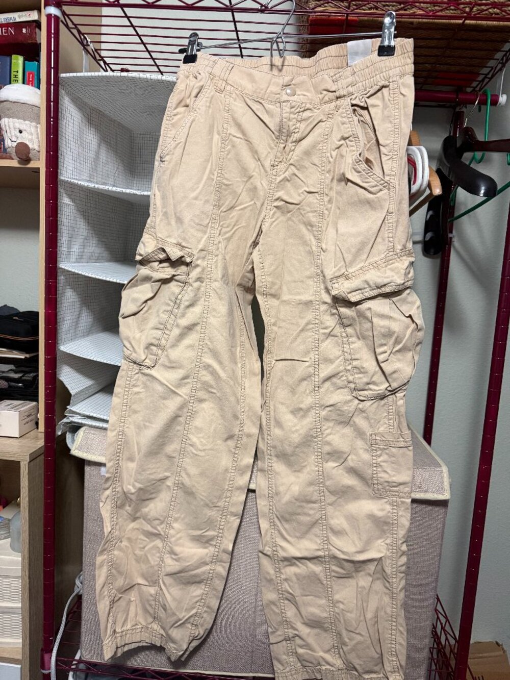 H&M Beige Cargo Jogger Pants Women’s Size 4 Utility Parachute Y2K Style